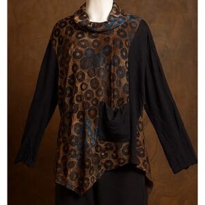 Radzoli Tunic Blouse SZ 2X Boho Chic Whimsigoth Grunge Asymmetric Handkerchief‎
